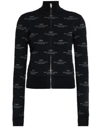 Balenciaga - Truien & Vesten ,Zwart ,Leer Cardigan Met Logo - Lyst
