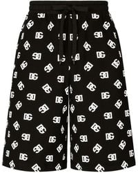 Dolce & Gabbana - Schwarze logo-shorts mit kordelzug - Lyst
