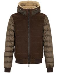 Moorer - Jassen ,Bruin ,Polyester Hooded Jacket - Lyst