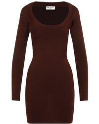 Saint Laurent - Vestido marrón para mujeres - Lyst