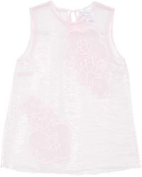 Cecilie Bahnsen - Doorschijnende Mouwloze Bloemen Top Met Ronde Hals - Lyst