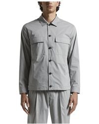 Peserico - Jassen ,Grijs ,Katoen Stretch Katoen Lichtgewicht Canvas Overshirt - Lyst