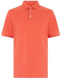 Fedeli - Tops ,Oranje ,Katoen Polo T-Shirt - Lyst