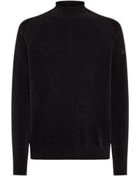 Rrd - Truien & Vesten ,Zwart ,Polyester Zachte Coltrui Van Chenille - Lyst
