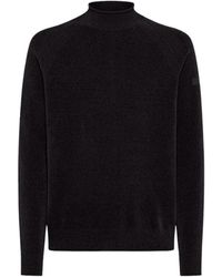 Rrd - Truien & Vesten ,Zwart ,Polyester Zachte Coltrui Van Chenille - Lyst