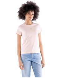 Pinko - Tops ,Roze ,Katoen Love Birds Geborduurd T-Shirt - Lyst