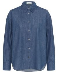 Soaked In Luxury - Blauwe Denim Overhemd Met Kraag - Lyst