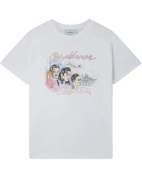 CASABLANCA - Tennis Club Print Baumwoll T-Shirt - Lyst