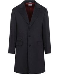 Brunello Cucinelli - Jassen ,Grijs ,Wol Single-Breasted Overjas - Lyst
