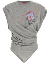 DIESEL - Tops ,Grijs ,Katoen T-Noby Bodysuit - Lyst