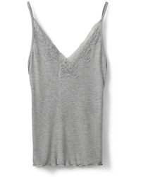 Sofie Schnoor - Grijze Mel Top Met Kant Details - Lyst