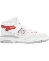 New Balance - Weiße Ledersneakers Mit Roten Details - Lyst