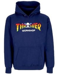 Thrasher - Hoodies & Sweatvesten ,Blauw ,Katoen Hoodie Met Fleece Voering - Lyst