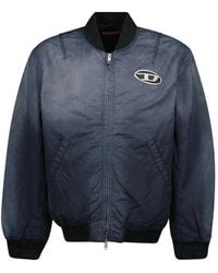 DIESEL - Jassen ,Blauw ,Nylon Oversized Nylon Bomberjack - Lyst