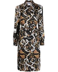 Moschino - Vestido midi de seda con estampado gráfico - Lyst