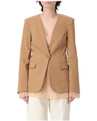 Pinko - Tailored Vneck Linnen Blazer - Lyst