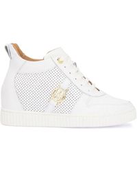 Kazar - Weiße Leder Sneaker Mit Perforation Und Verstecktem Anker - Lyst