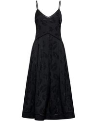 Silvian Heach - Kleedjes ,Zwart ,Polyester Midi Jurk Met Dunne Bandjes - Lyst