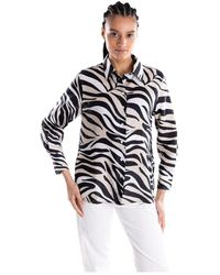 Marella - Zebra Print Linnen Overhemd - Lyst