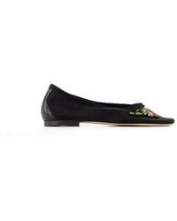 Simone Rocha - Schoenen ,Zwart ,Leer Embellished Flower Mesh Ballerina - Lyst