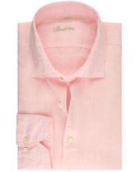 Stenströms - Overhemden ,Roze ,Linnen Lichtroze Linnen Slim Fit Overhemd - Lyst