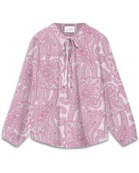 MC2 Saint Barth - Overhemden ,Veelkleurig ,Kasjmier Zijden Voile Kasjmierprint Damesblouse - Lyst
