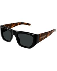 Saint Laurent - Geometrische Havana Sonnenbrille, Bold Style - Lyst