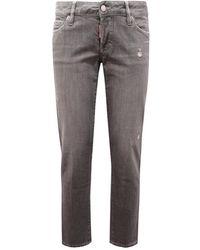 DSquared² - Jeans ,Grijs ,Cropped Wool Broeken Made - Lyst