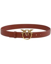 Pinko - Love Birds Leren Riem Met Logo - Lyst