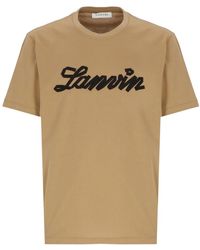 Lanvin - Tops ,Bruin ,Katoen Debossed Script Logo T-Shirt - Lyst