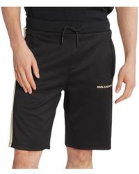 Karl Lagerfeld - Schwarze baumwolle polyester regular fit shorts - Lyst