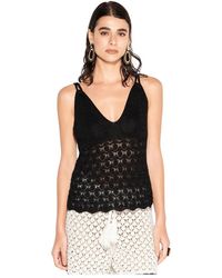 Akep - Tops ,Zwart ,Denim Top Met Open Details En Bandjes - Lyst