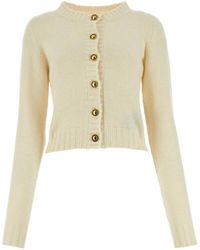 Palm Angels - Cardigan avorio in misto lana - Lyst