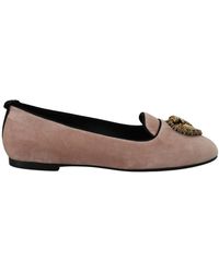 Dolce & Gabbana - Samt Loafers mit Gold Herz Detail - Lyst