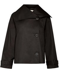 Inwear - Jassen ,Zwart ,Wol Korte Jas Met Wijde Kraag - Lyst