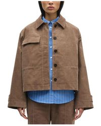 Samsøe & Samsøe - Jassen ,Bruin ,Katoen Salixa Jacket - Lyst