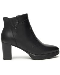 Nero Giardini - Schwarze Leder-Stiefeletten Mit Blockabsatz - Lyst