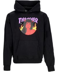 Thrasher - Hoodies & Sweatvesten ,Zwart ,Katoen Zwarte Hoodie Met Kangoeroezak - Lyst
