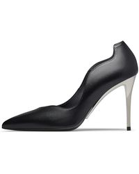 Loriblu - Zwarte Pumps Van Nappaleer Met Zilverkleurig Metalen Designhak - Lyst