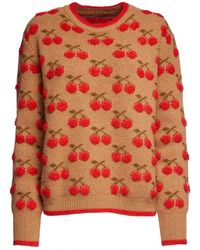 La DoubleJ - Truien & Vesten ,Bruin ,Polyester Cherry Intarsia Trui - Lyst