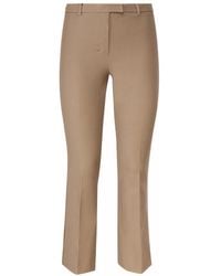 Max Mara - Broeken ,Bruin ,Katoen Camelkleurige Broek Met Plooi Aan De Voorkant - Lyst