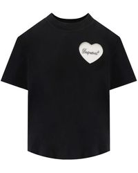 DSquared² - Tops ,Zwart ,Katoen Boxy Fit Hart Zwart T-Shirt - Lyst