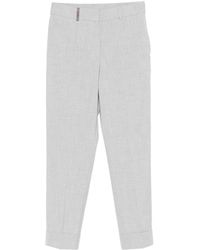 Peserico - Broeken ,Grijs ,Leer Cuffed Tailored Broeken - Lyst