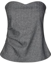 Second Female - Tops ,Grijs ,Zwarte Smock Top Met Zijrits - Lyst