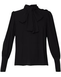 Liu Jo - Elegante schwarze bluse mit puffärmeln und hohem kragen - Lyst