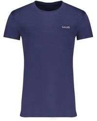 GAUDI - Tops ,Blauw ,Katoen Blauw Katoen Print Logo T-Shirt - Lyst
