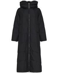 CESARE GASPARI - Jassen ,Zwart ,Polyester Oversized Gewatteerde Parka Met Capuchon En Imitatiebont Manchetten - Lyst