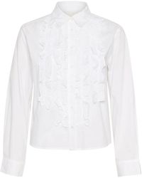 Part Two - Overhemden ,Wit ,Katoen Witte Ruches Blouse - Lyst