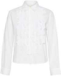 Part Two - Overhemden ,Wit ,Katoen Witte Ruches Blouse - Lyst
