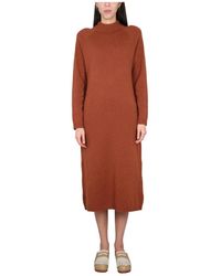 Alysi - Kleedjes ,Bruin ,Wol Merino Wol Jurk - Lyst